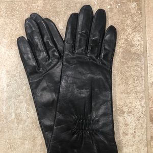 Women black leather gloves